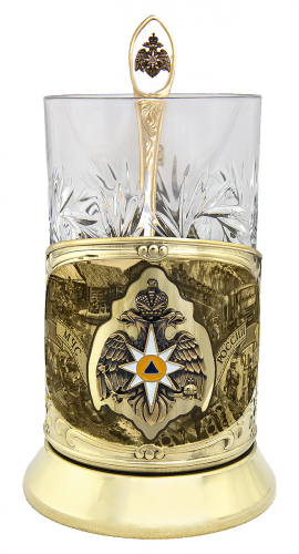 Набор для чая "МЧС" (3 пр.) карт.коробка, хруст.стакан( знак+лазерная гравировка),ложка-нерж.грав. фото 2